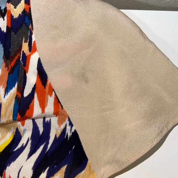 Anthropologie Maeve 100% Silk Multicolor Chevron Print Blouse Small Women’s - Picture 5 of 14